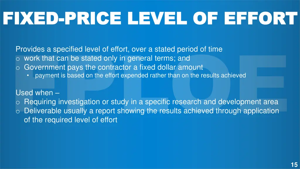 fixed fixed price level of effort price level