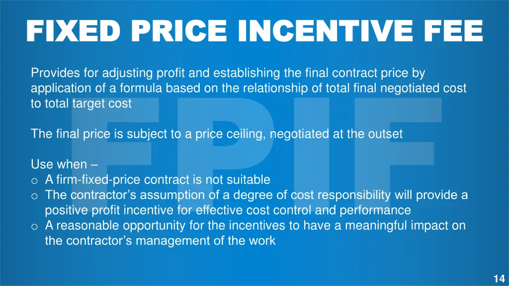 fixed price incentive fee fixed price incentive