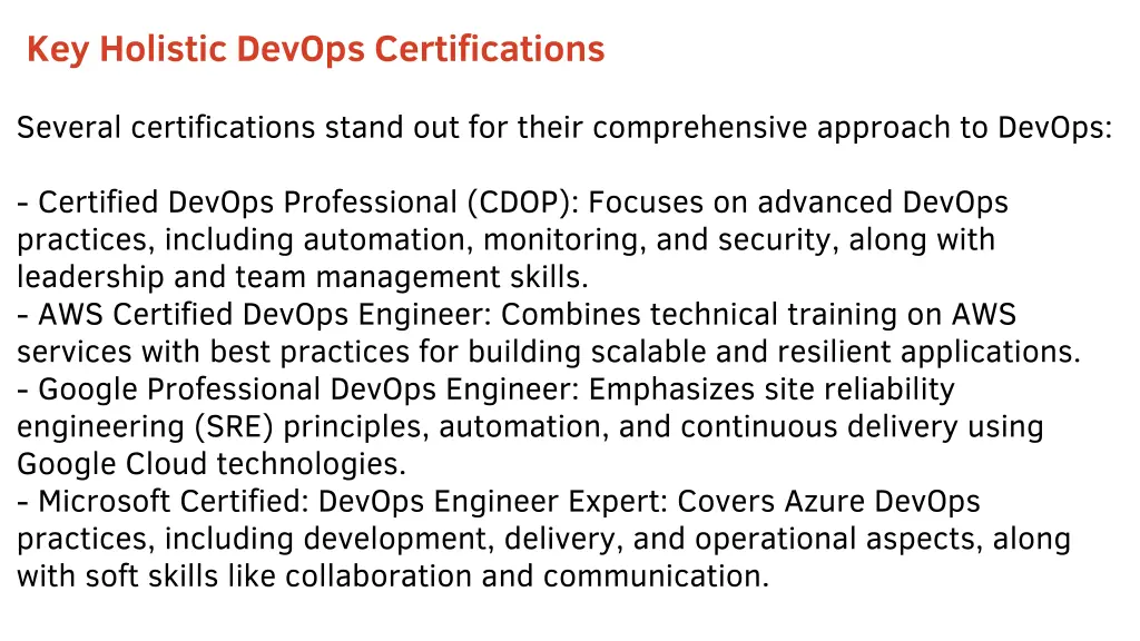 key holistic devops certifications