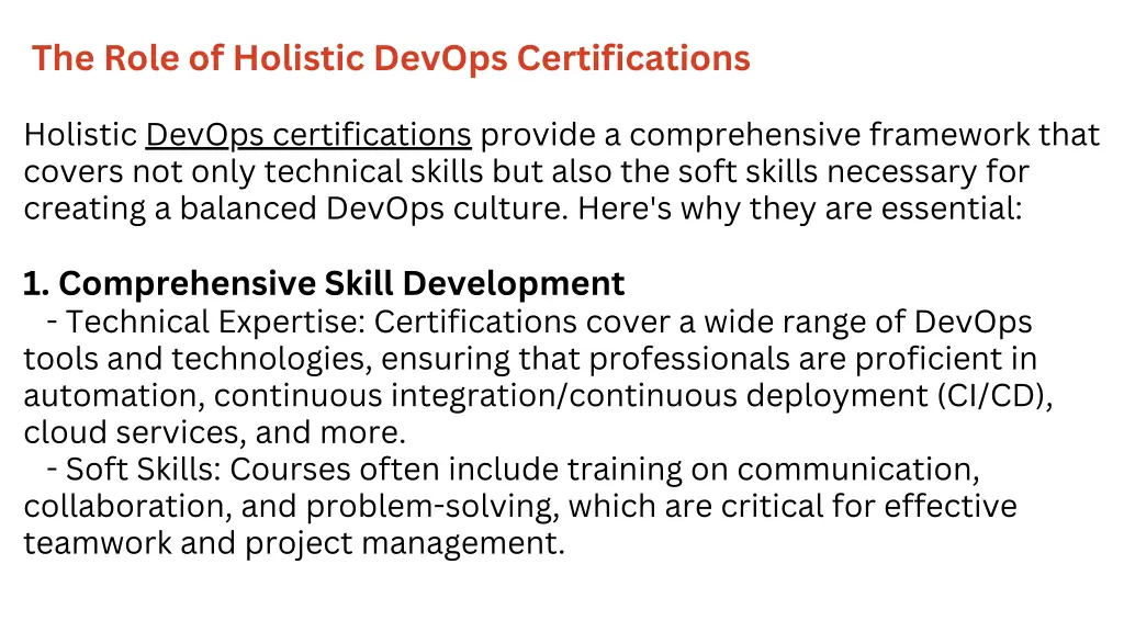 the role of holistic devops certifications