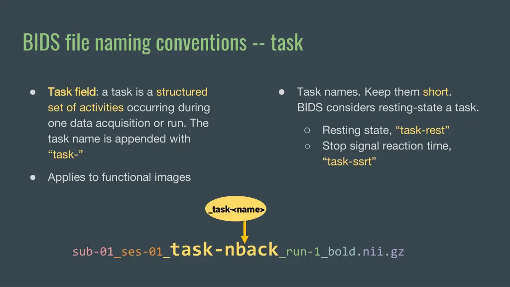 bids file naming conventions task
