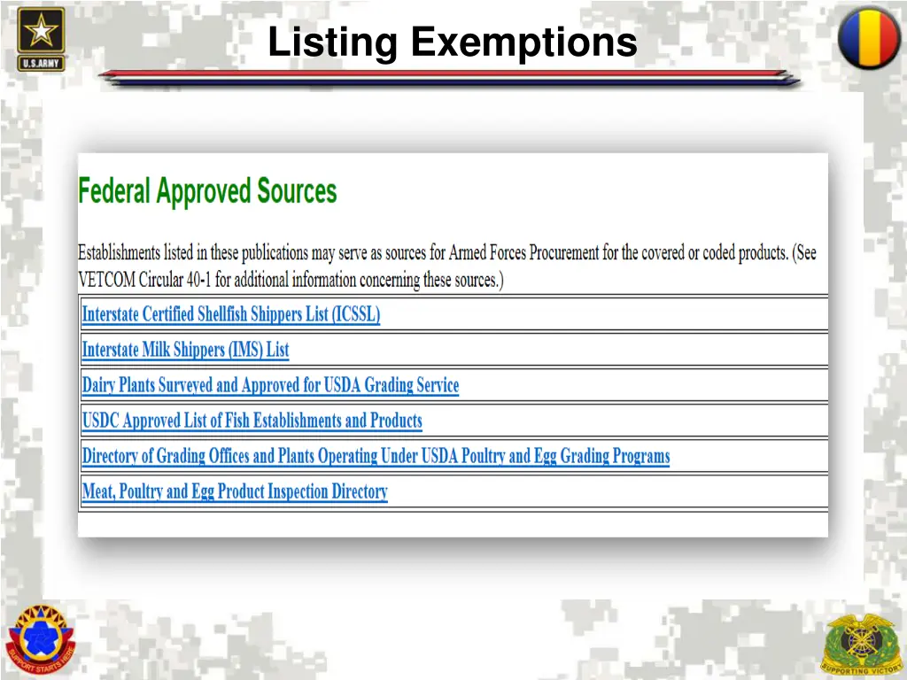 listing exemptions