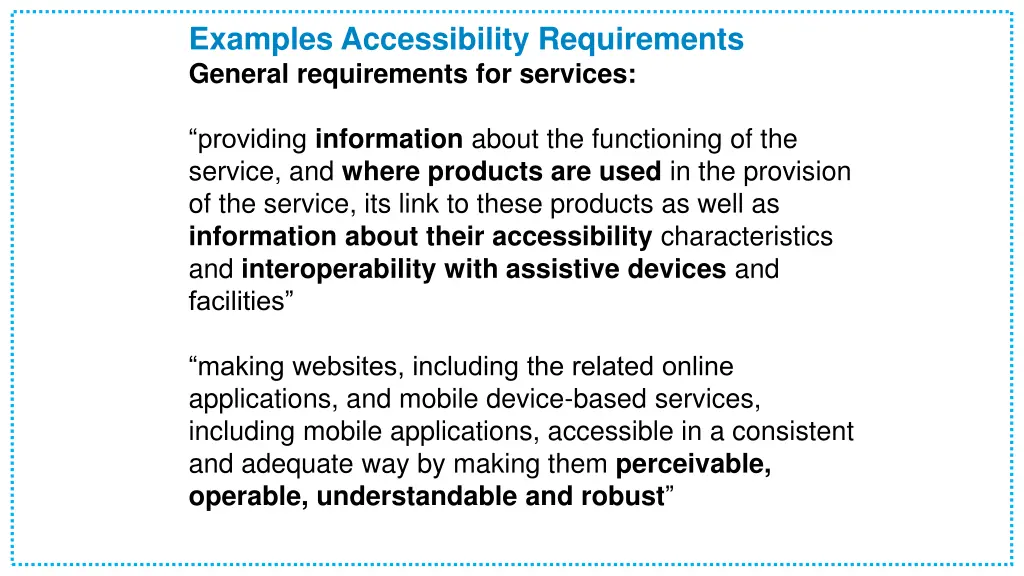 examples accessibility requirements general