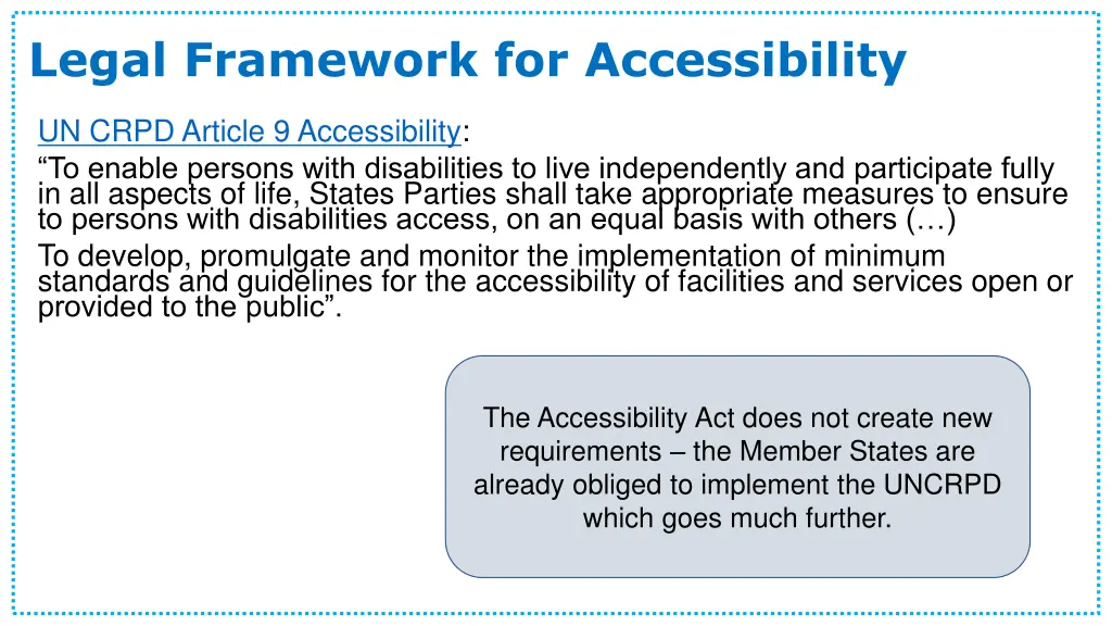 legal framework for accessibility