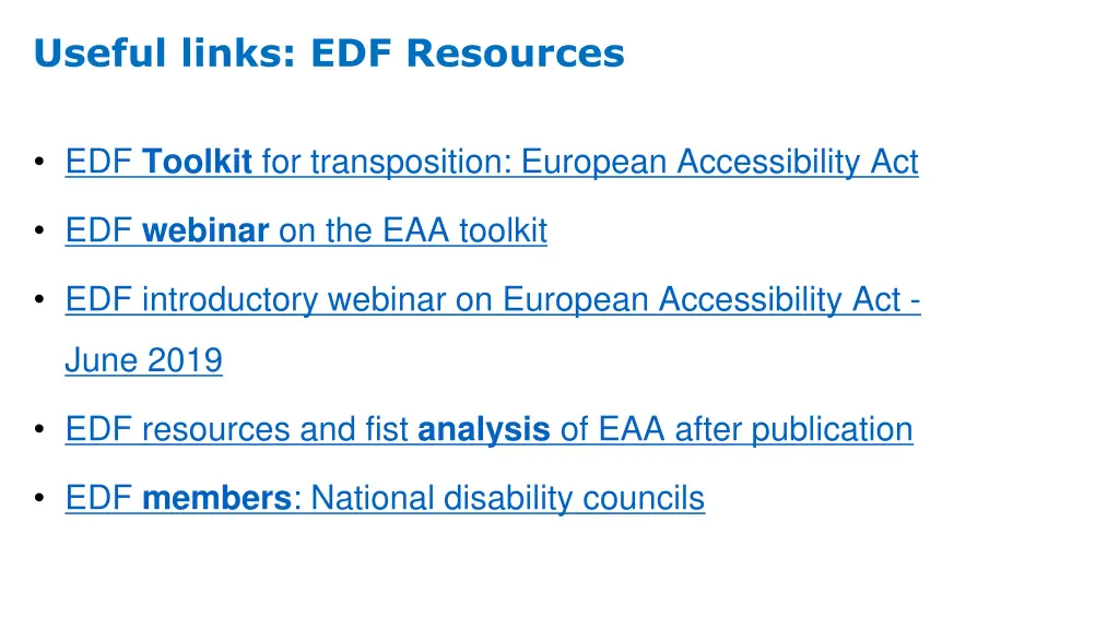 useful links edf resources