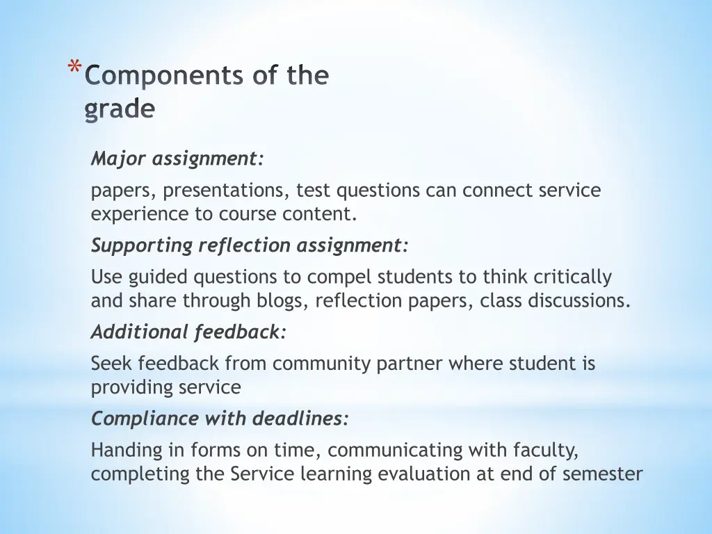 components of the grade