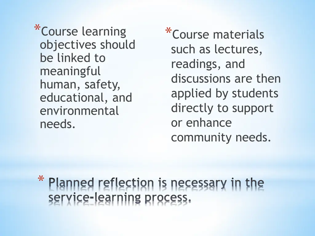 course learning objectives should be linked