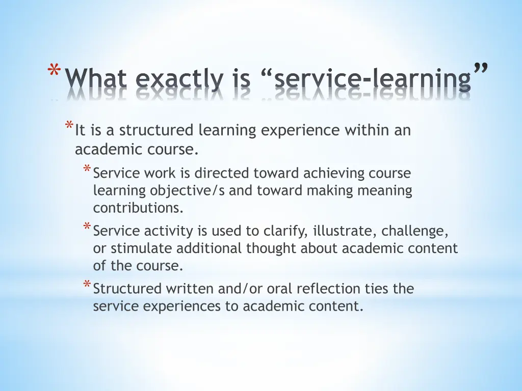 what exactly is service learning