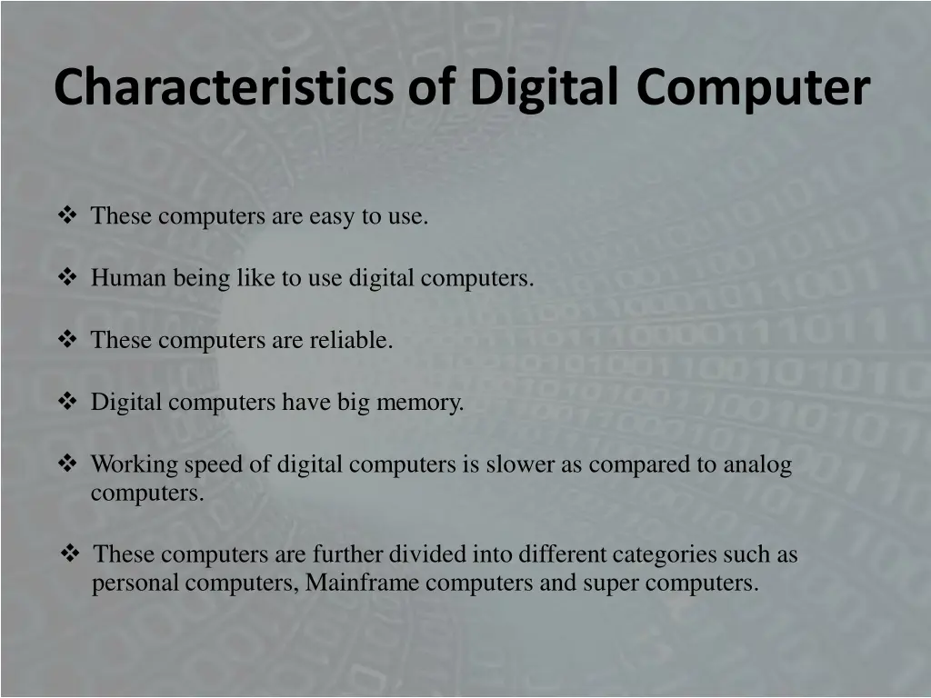 characteristics of digital computer