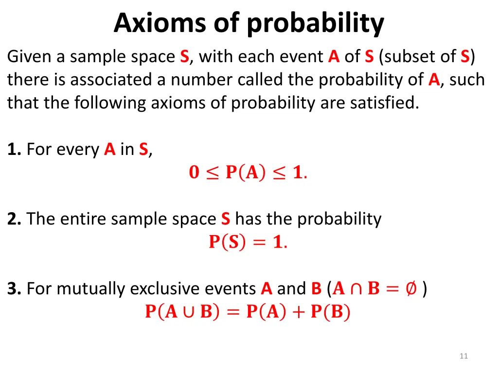 axioms of probability