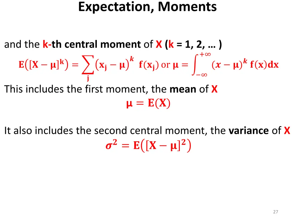 expectation moments 1