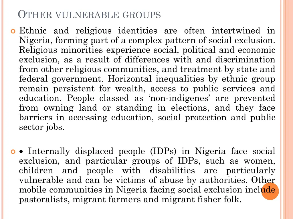 o ther vulnerable groups