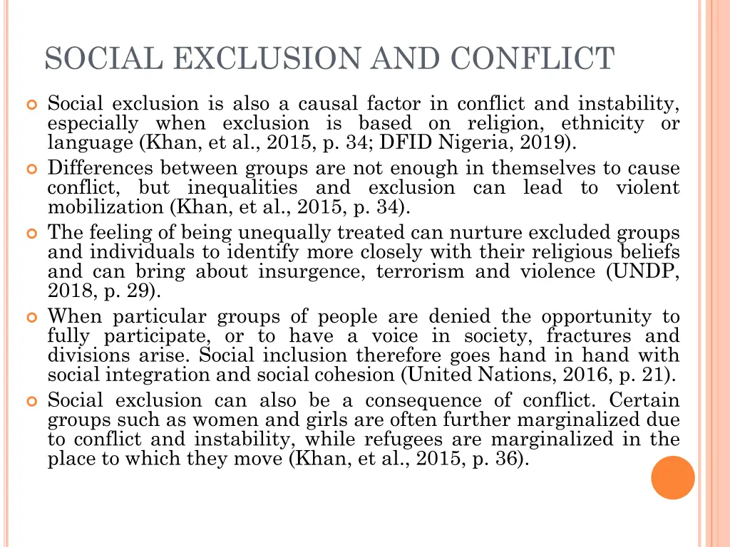 social exclusion and conflict