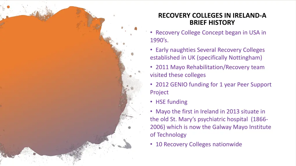 recovery colleges in ireland a brief history