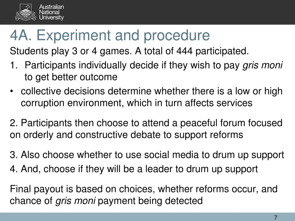 4a experiment and procedure