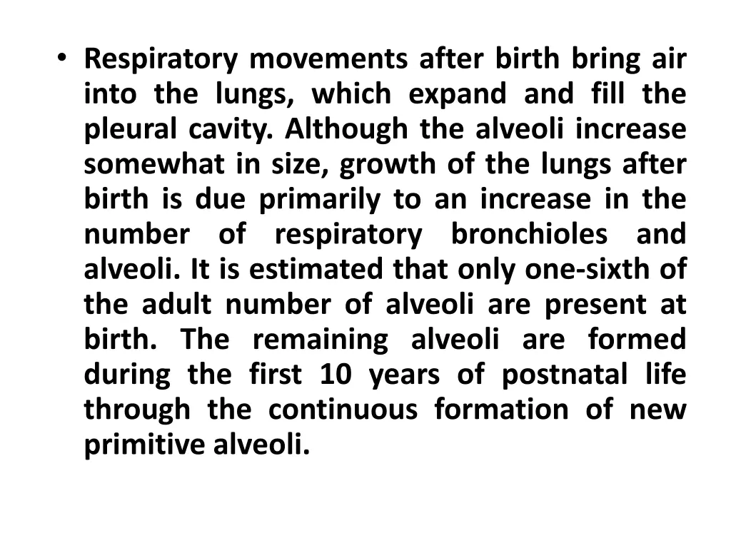 respiratory movements after birth bring air into