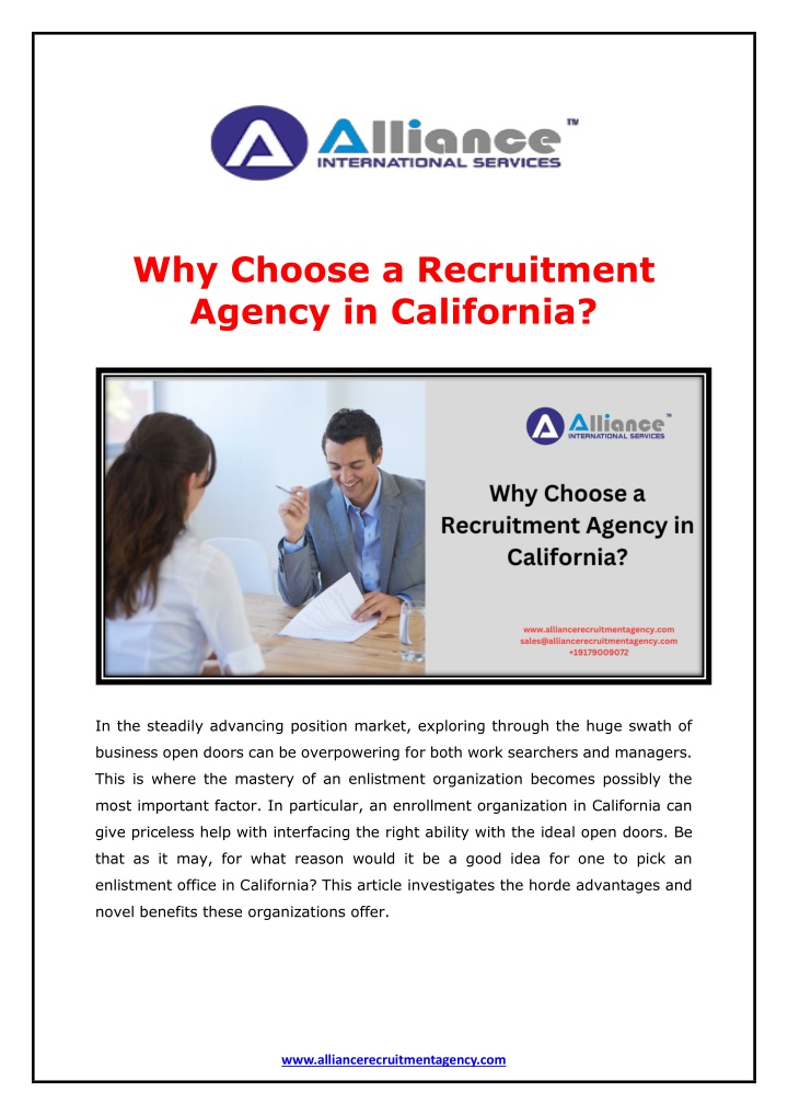 why choose a recruitment agency in california