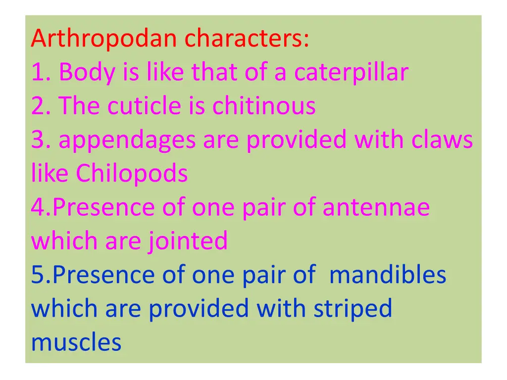 arthropodan characters 1 body is like that