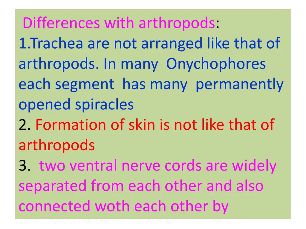 differences with arthropods 1 trachea