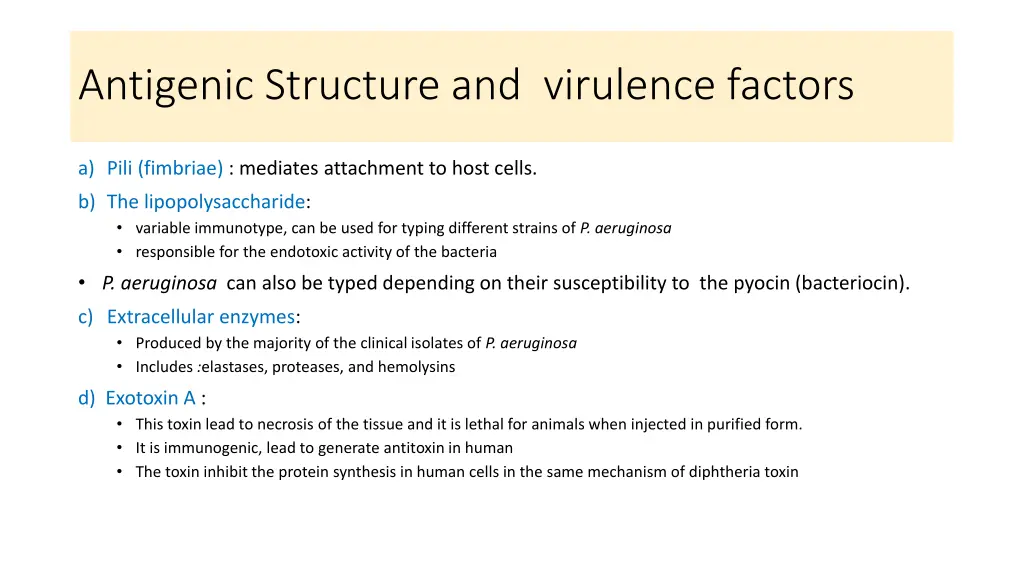 antigenic structure and virulence factors