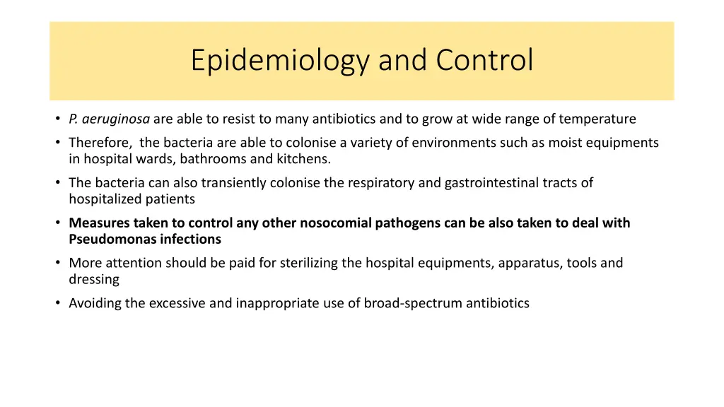 epidemiology and control