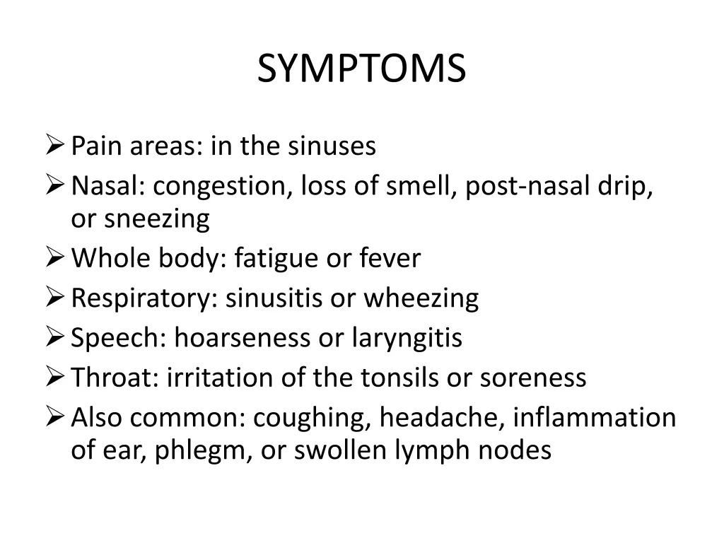 symptoms