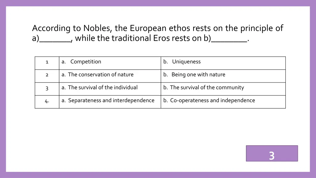 according to nobles the european ethos rests