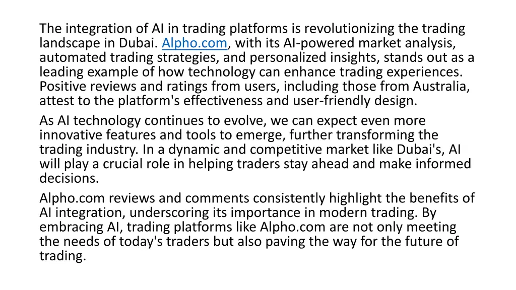 the integration of ai in trading platforms