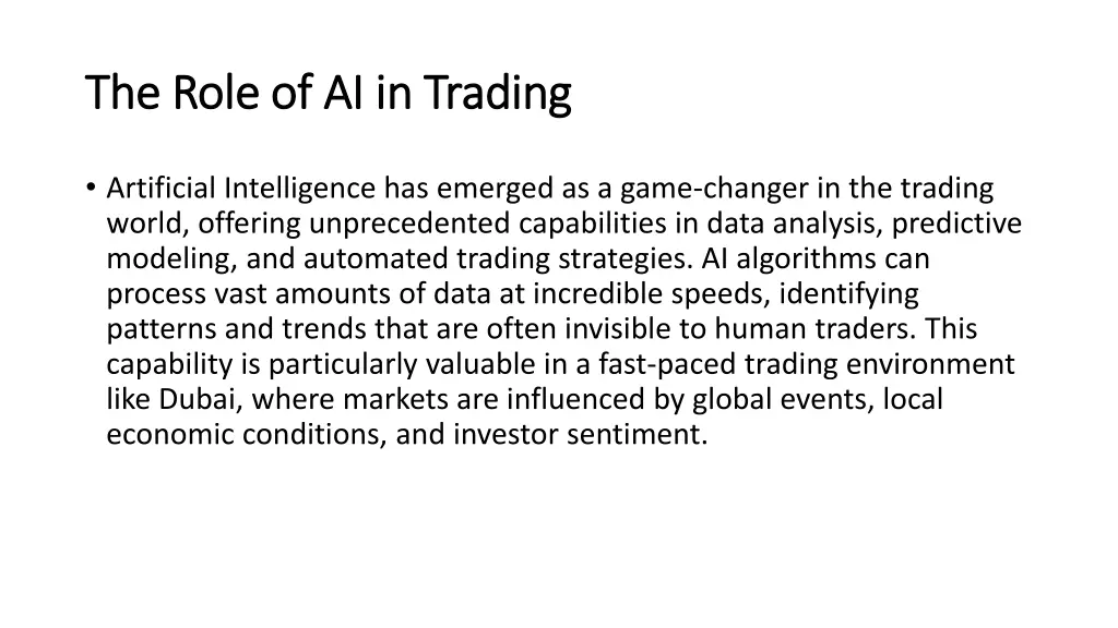 the role of ai in trading the role