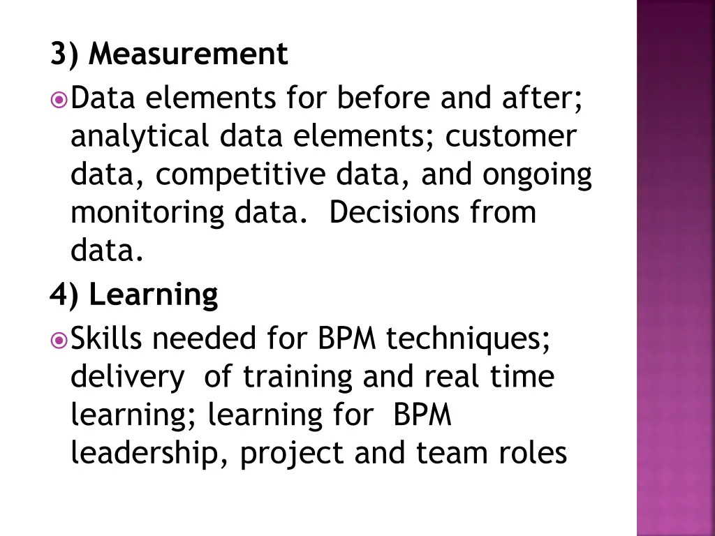 3 measurement data elements for before and after