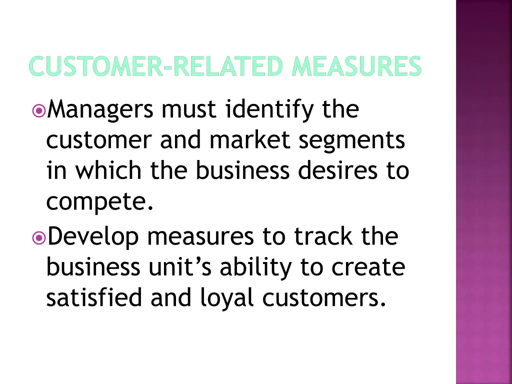 customer related measures