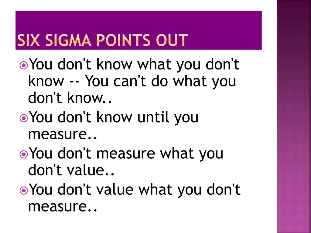 six sigma points out you don t know what