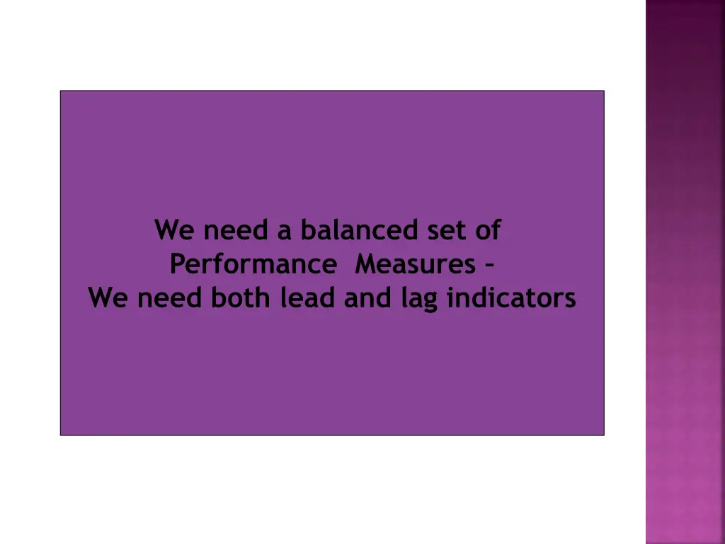 we need a balanced set of performance measures