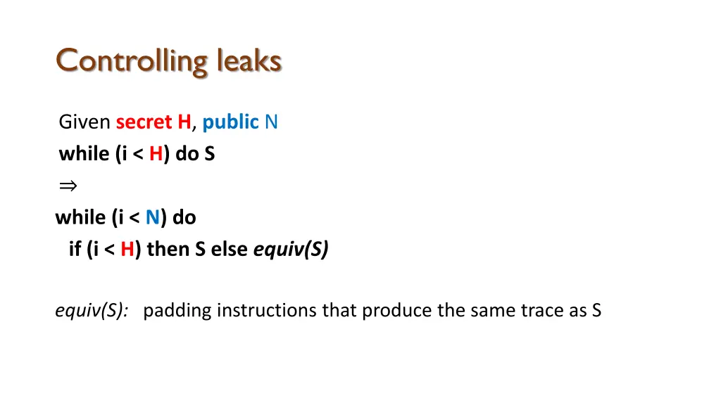 controlling leaks