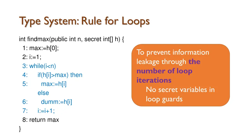 type system rule for loops