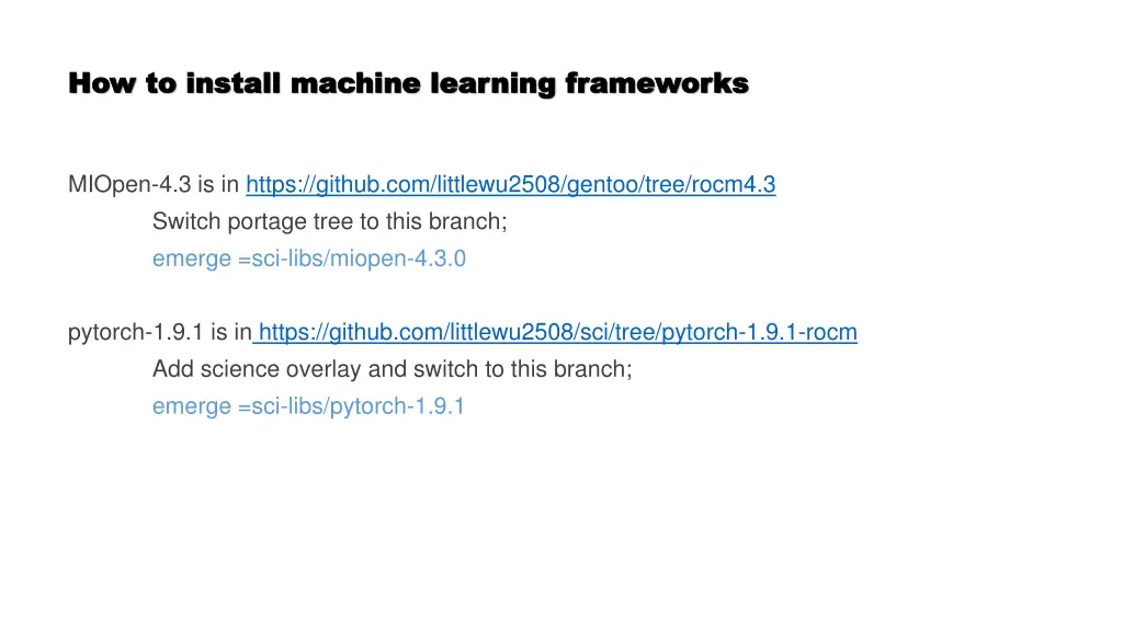 how to install machine learning frameworks