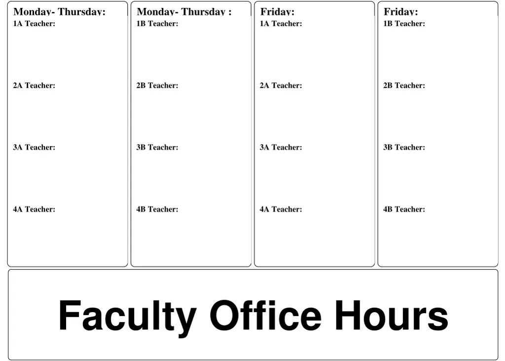 monday thursday 1a teacher