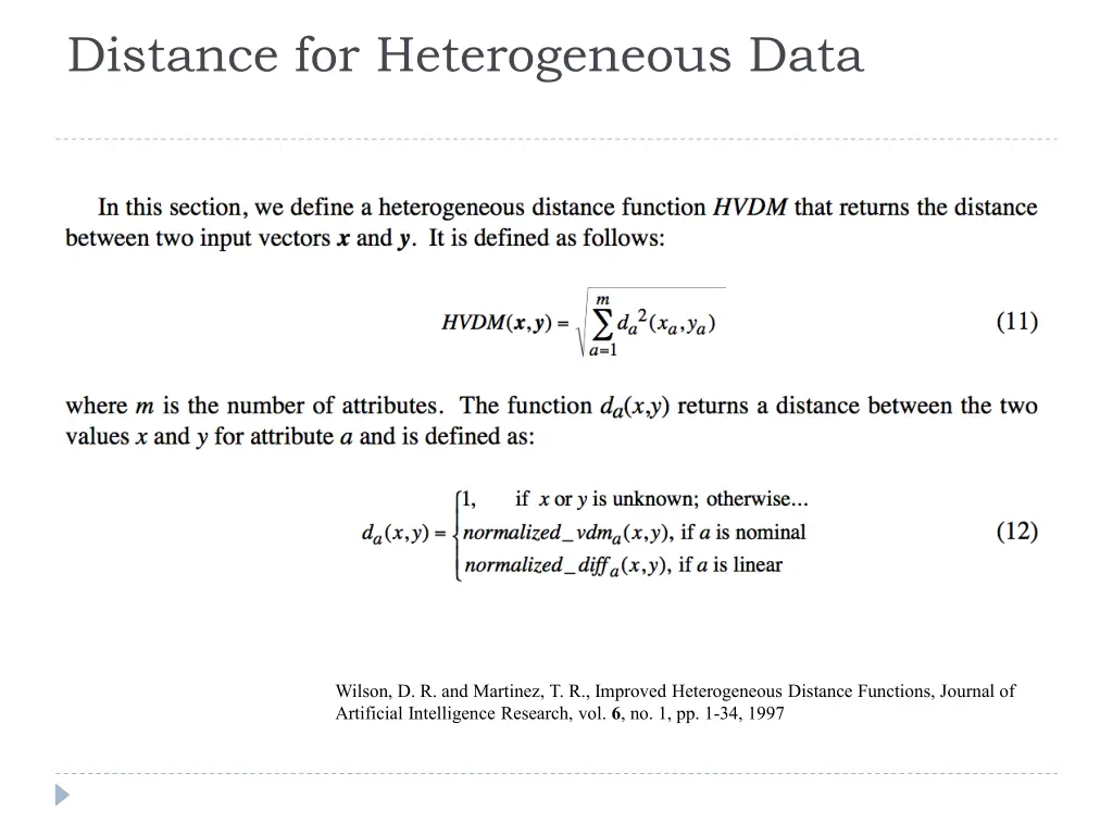 distance for heterogeneous data