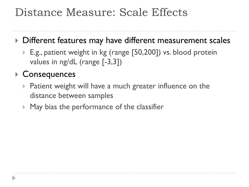 distance measure scale effects