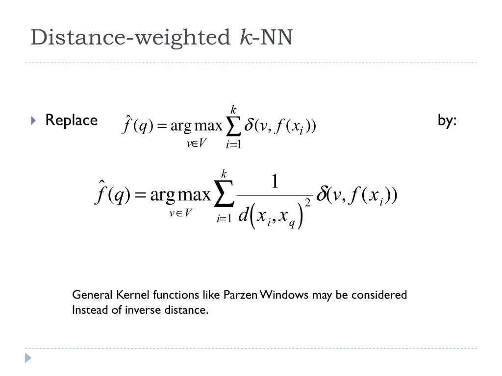 distance weighted k nn