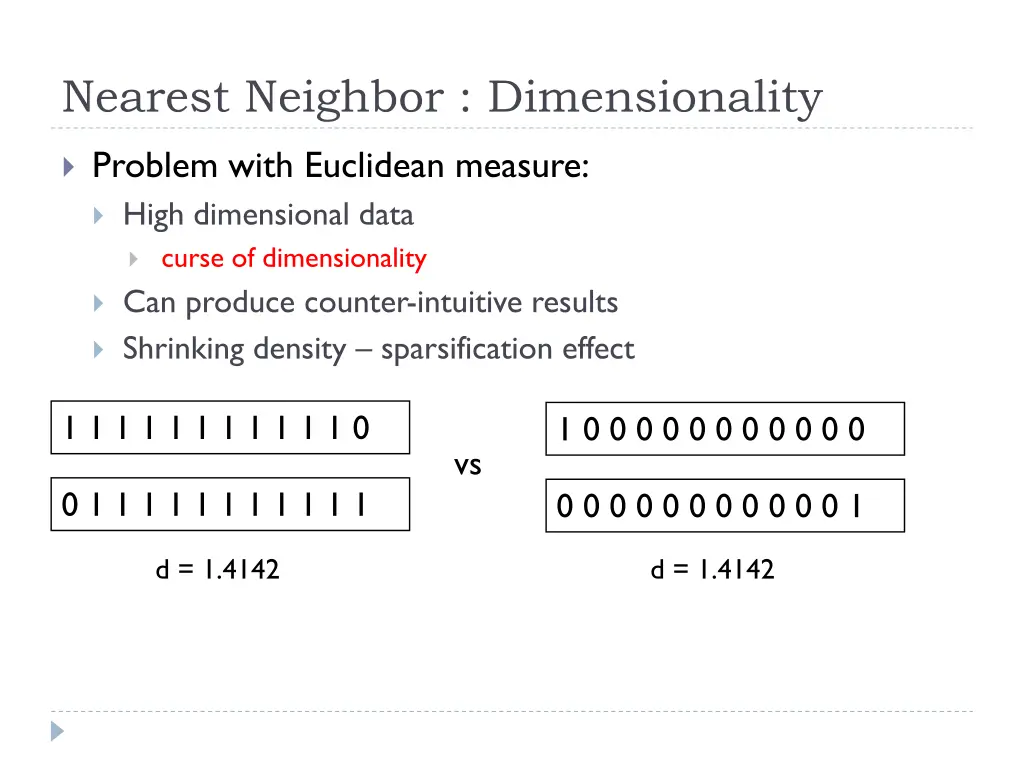 nearest neighbor dimensionality