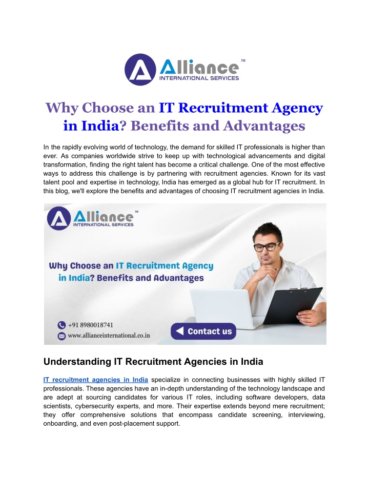 why choose an it recruitment agency in india