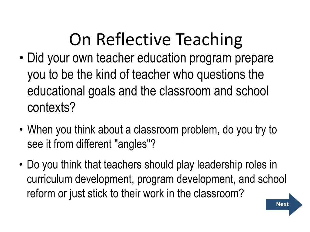 on reflective teaching