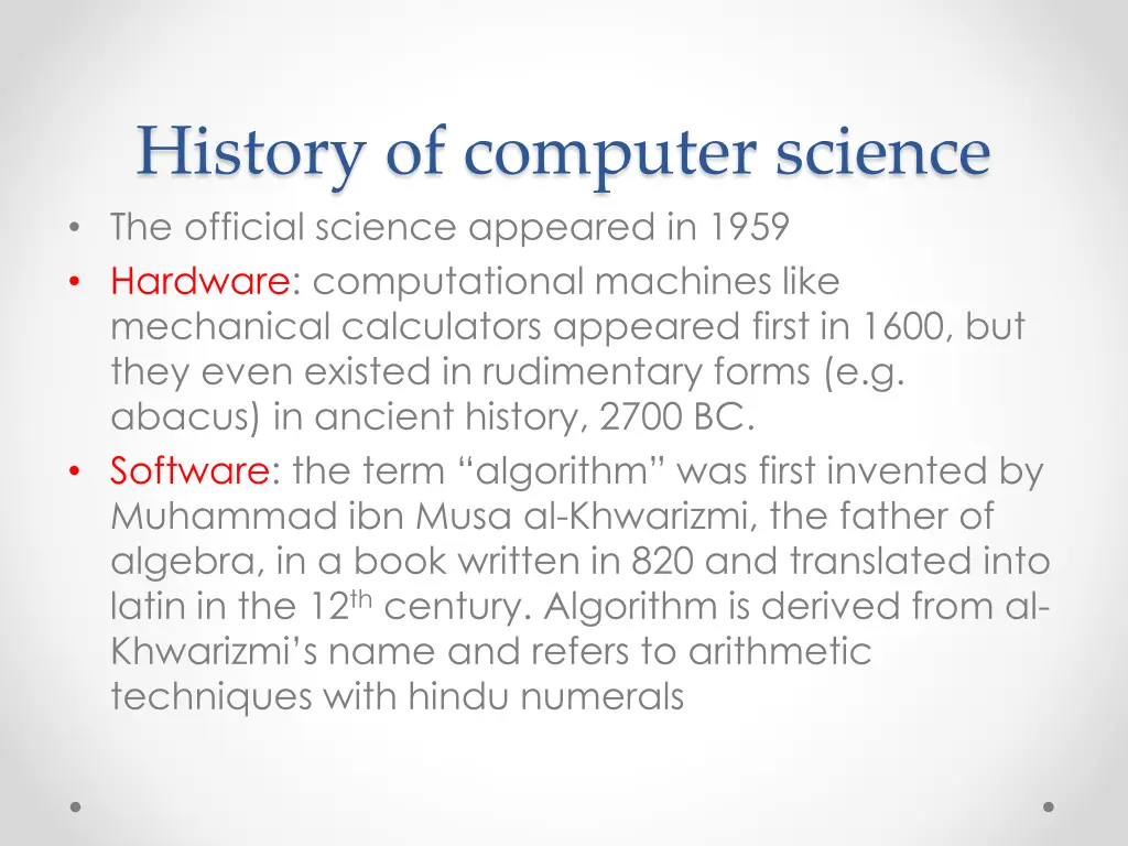 history of computer science the official science