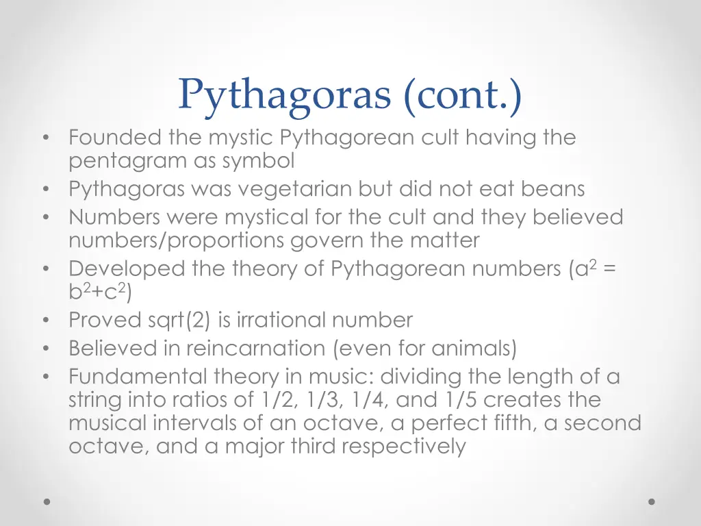 pythagoras cont founded the mystic pythagorean