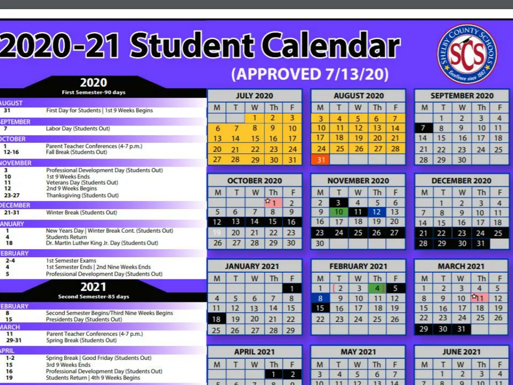 2020 2021 student calendar