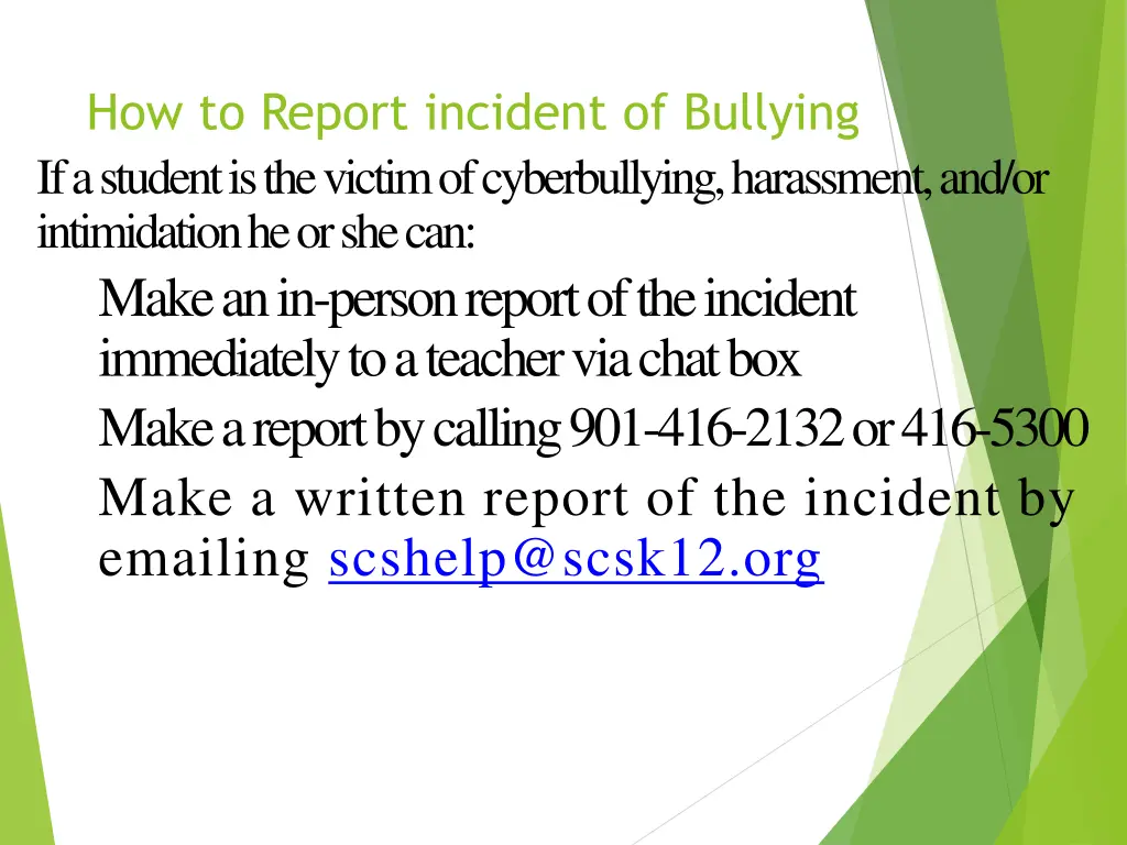 how to report incident of bullying