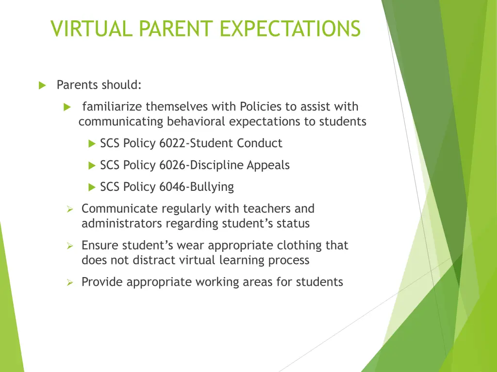 virtual parent expectations