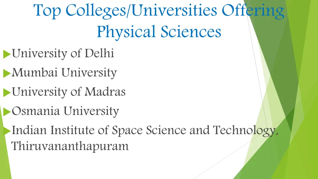 top colleges universities offering physical