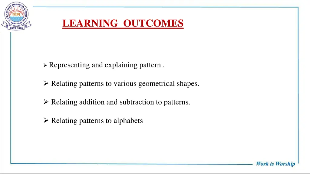 learning outcomes